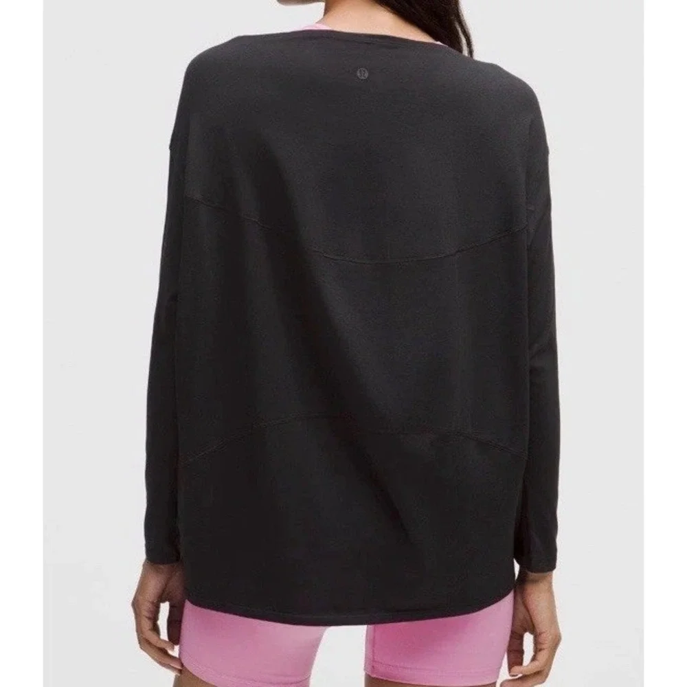 lululemon Classic-Fit Cotton-Blend Long-Sleeve Shirt Black  Sz 18